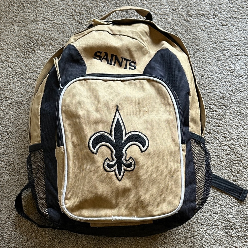 NFL New Orleans Saints Backpack Unisex Travel School Bag Black Gold One Size